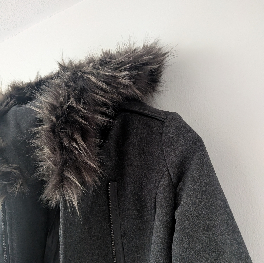Maralyn & Me Grey Faux Fur Hooded Parka Jacket - Picture 7 of 10